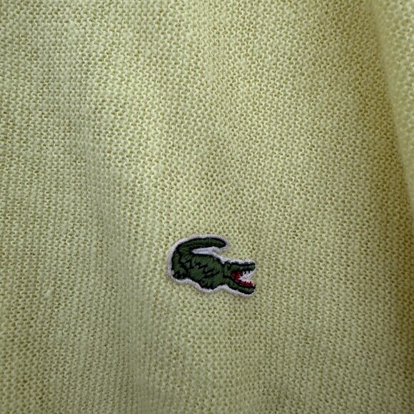 IZOD Lacoste Cardigan Mens XL Yellow Knit Stretch Logo Embroidered - Picture 3 of 9